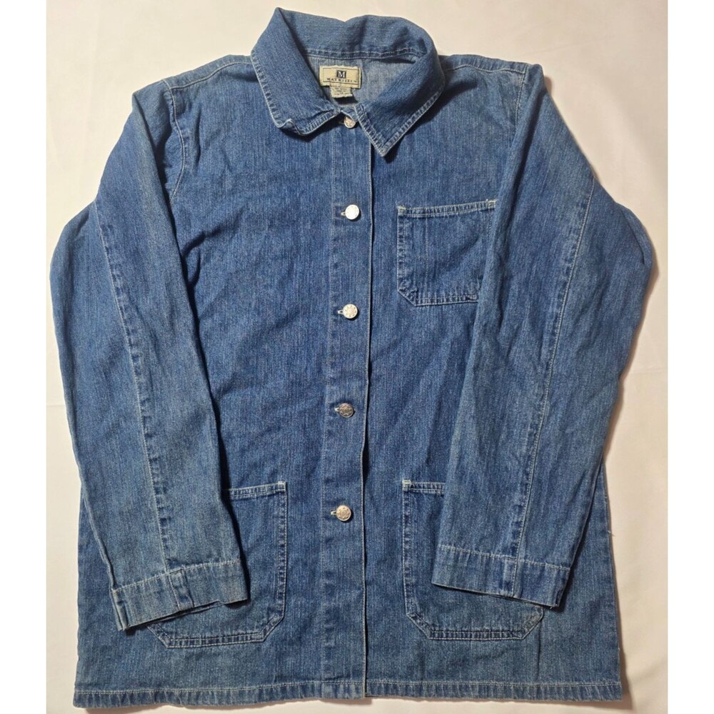 Maurices Womens Size M Medium Wash Denim Button Up Chore Jacket Shacket Coat